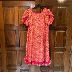 Vintage T&L Muumuu Factory Hawaii Dress Size X XL Hawaiian Floral Pink
